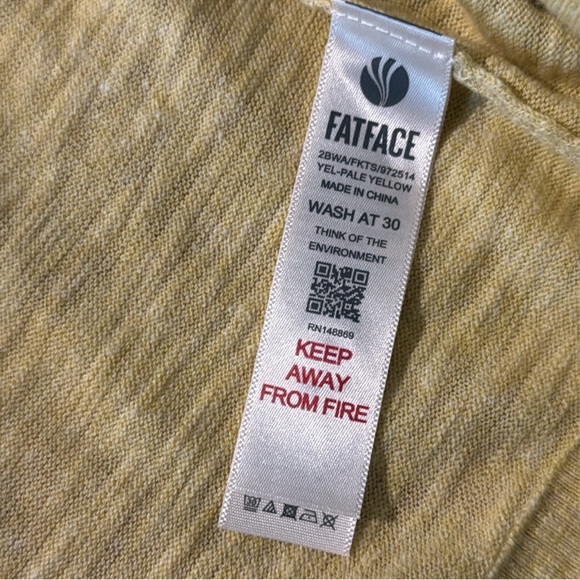 Fat Face Yellow Women's Sweater Button Down Cardigan 3/4 Sleeves Size 10 - Picture 4 of 4
